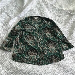 Elegant Green Paisley Button Down Shirt